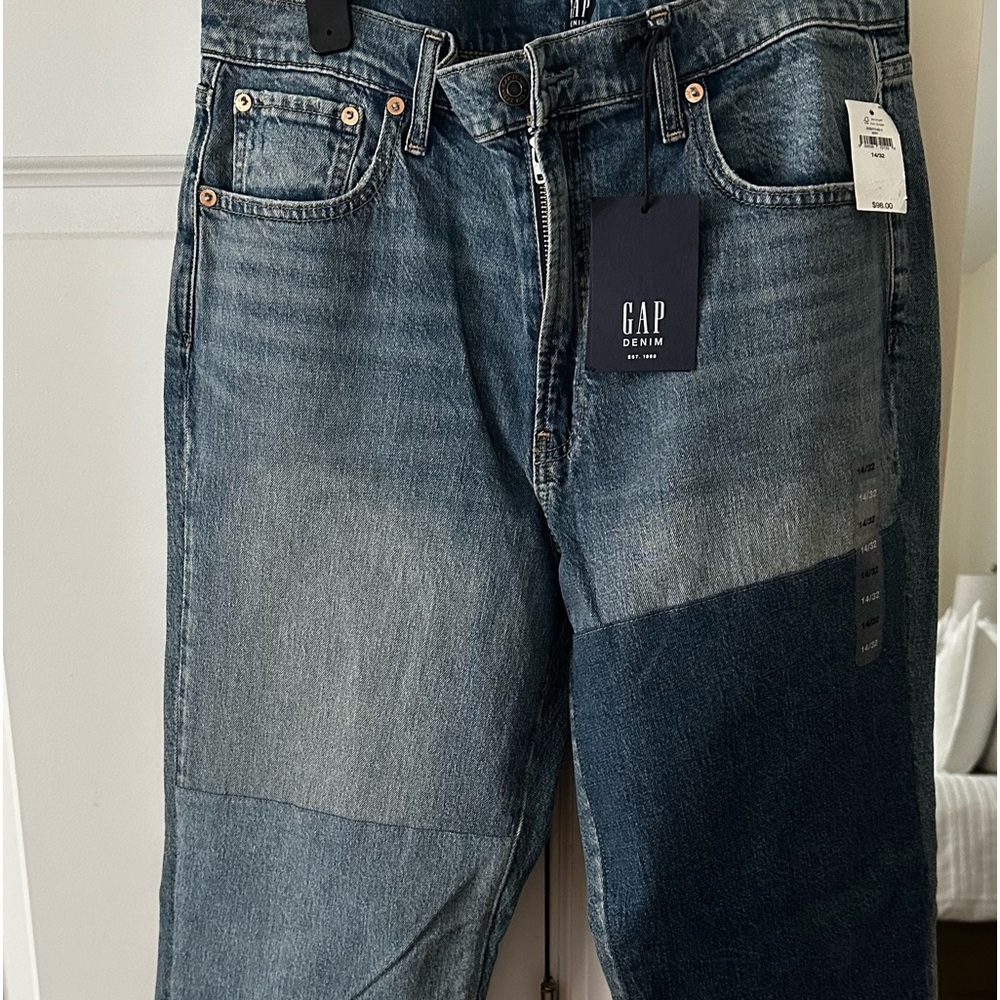 Gap Cheeky High Rise Straight Patchwork Denim Jea… - image 1